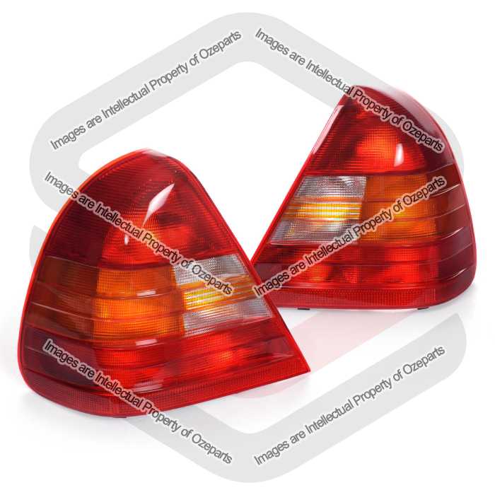 Pair LH+RH Tail Light Lamp (Amber) For Mercedes Benz C Class W202 Sedan 94~97