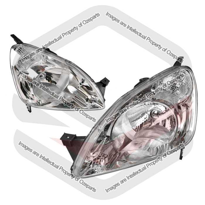 TYC Fits Honda CRV CR-V RD Series 3 SUV 2001~2004 | Headlights Head Lights Front Lamps (Clear Indicator Lens) | Pair of LH Left + RH Right