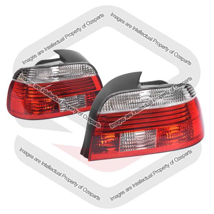 TYC Fits BMW 5 Series E39 Series 2 2001~2003 4 Door Sedan | Tail Lights Rear Lamps (Clear Indicator Lens) | Pair of LH Left + RH Right