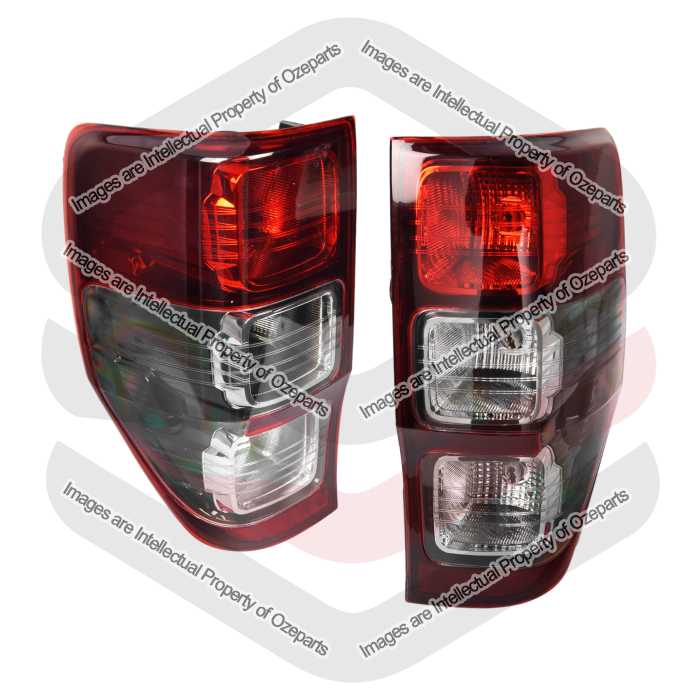 Ozeparts Fits Ford Ranger PX Series 1 & 2 & 3 UTE ( Wildtrak ) 2011~2022 | Taillights Tail Lights Rear Lamps (Gloss Black) | Pair of Left + Right