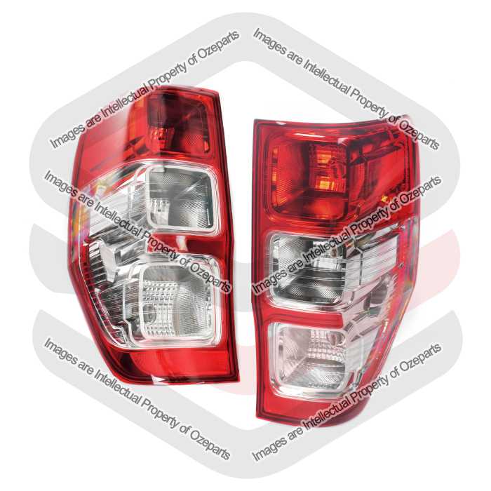 Ozeparts Fits Ford Ranger Ute PX 2011~2022 XL XLS XLT | Taillights Tail Lights Rear Lamps (Chrome Side) | Pair of LH Left + RH Right