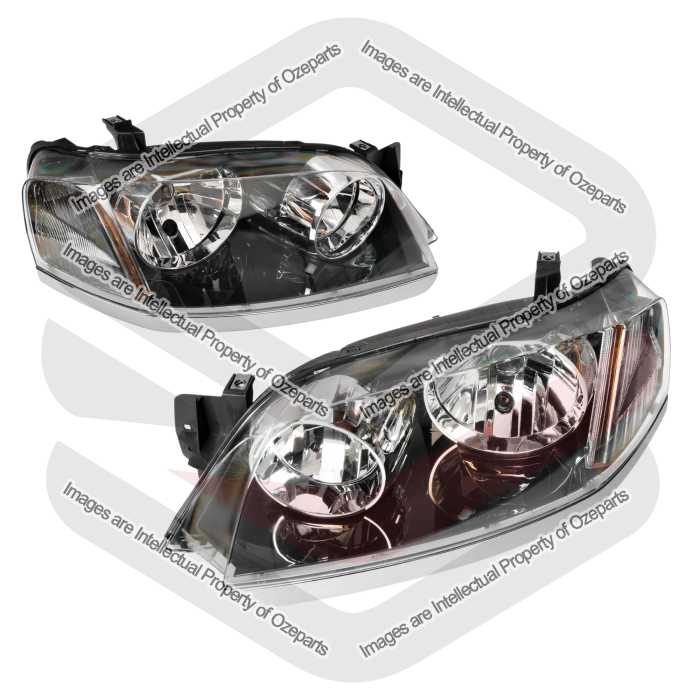 DEPO Fits Ford Territory SY Series 2 2009~2011 | Headlights Head Lights Front Lamps (Black Reflector) | Pair of LH Left + RH Right