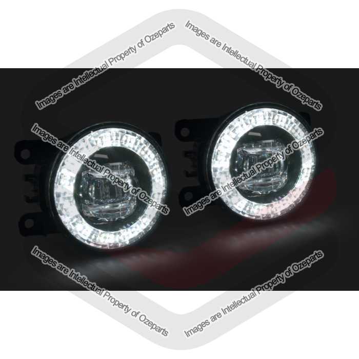 Pair Fog Light Spot Driving Lamp Halo LED For Mitsubishi Pajero NS NT 2006~2011