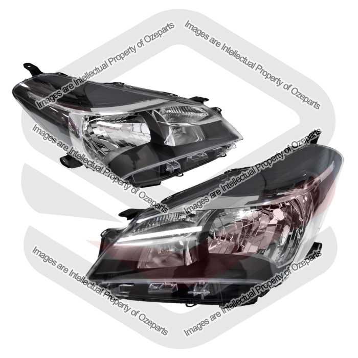 Head Light AM (Halogen, Black Reflector) (SET LH+RH)