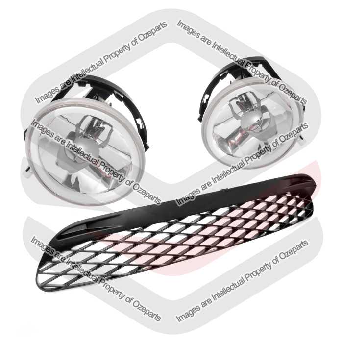 Bar Grille Lower Mesh + Fog Lamp Set (LED Halo Ring) (3 Pcs)