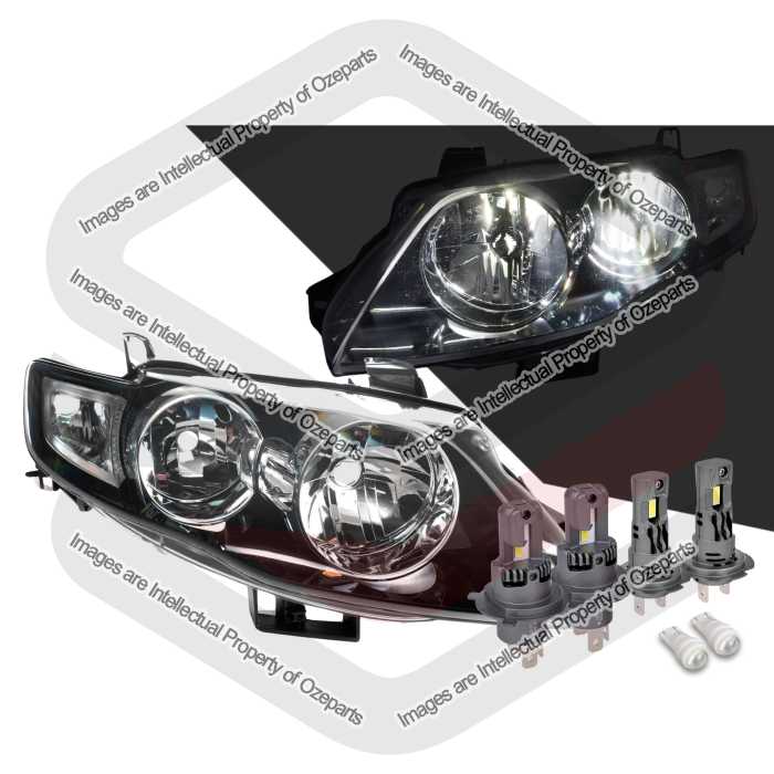 Head Light AM (Black) - Non Projector + LED Globes (SET LH+RH)