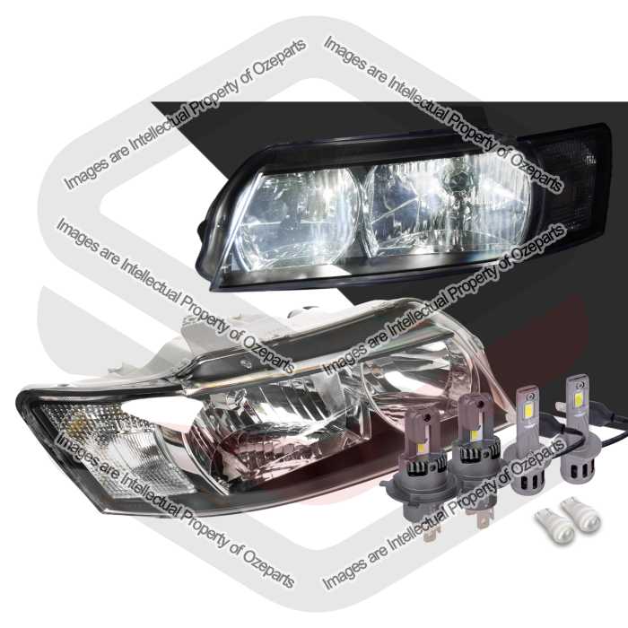 Head Light AM (Black) - No Projector + LED Globes (SET LH+RH)