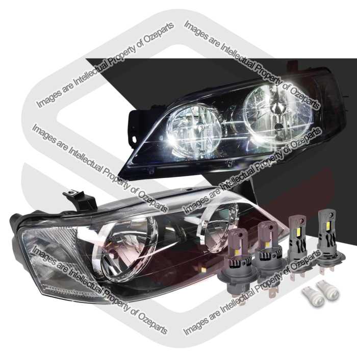 Head Light AM (Black) XT + LED Globes (SET LH+RH)