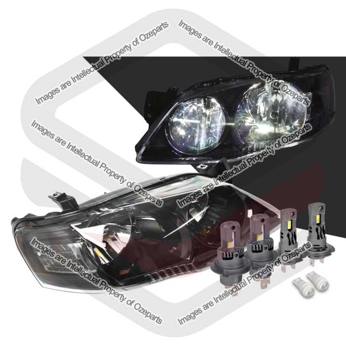 Head Light AM (Black) + LED Globes (SET LH+RH)